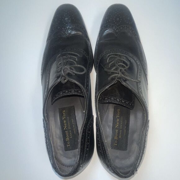 To Bout New York Duke Black Calf Wingtip Sz 9 Resoled In Red
